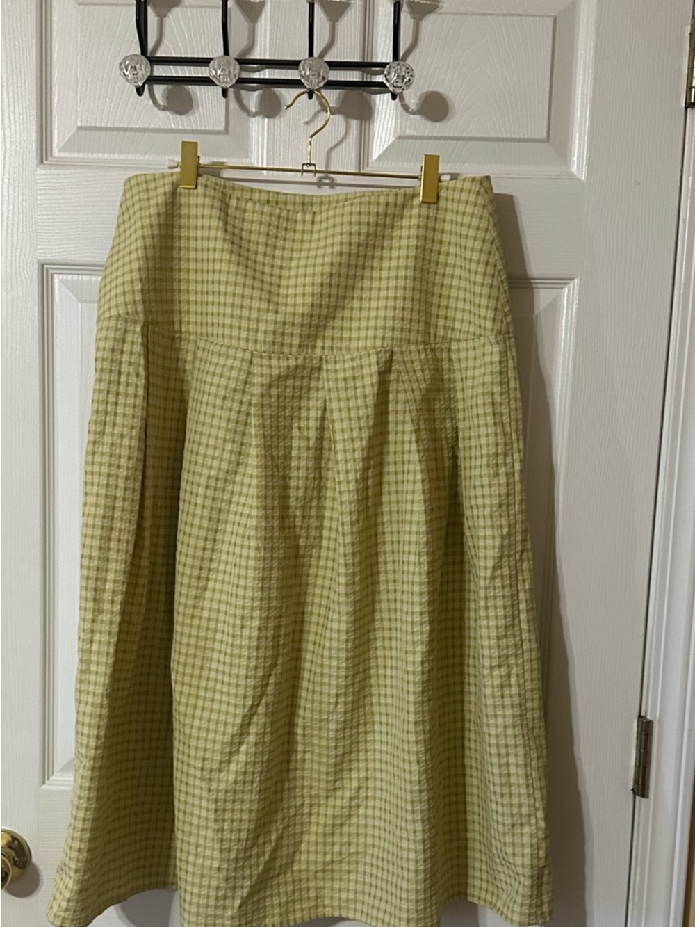 a new day Yellow Gingham A-Line Midi Skirt